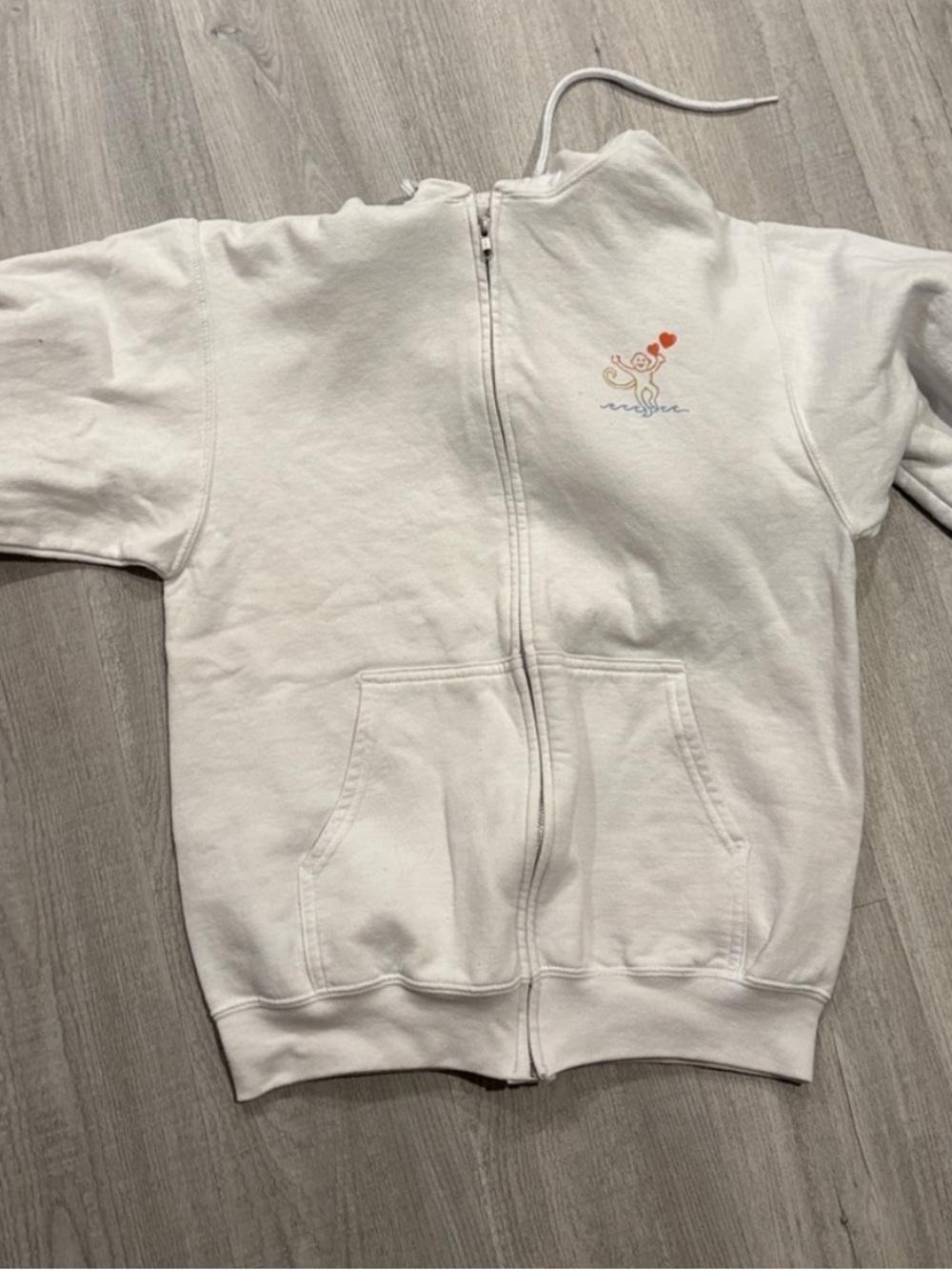 Roller Rabbit White Zip-Up Hoodie with Iconic Roller Rabbit Graphic